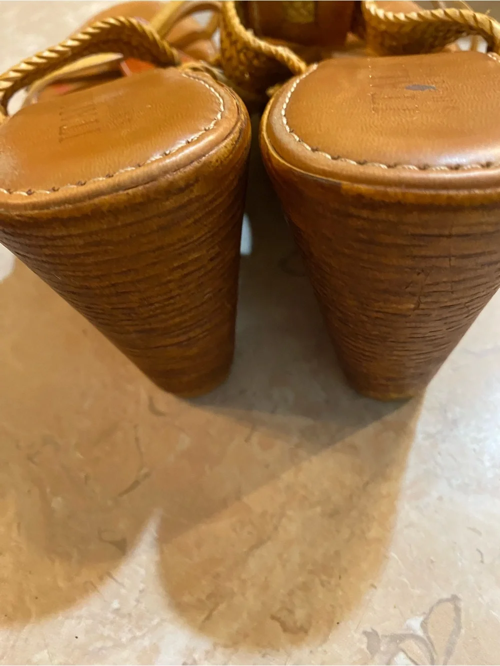 Italina Yellow Tan Braided Slide Sandals